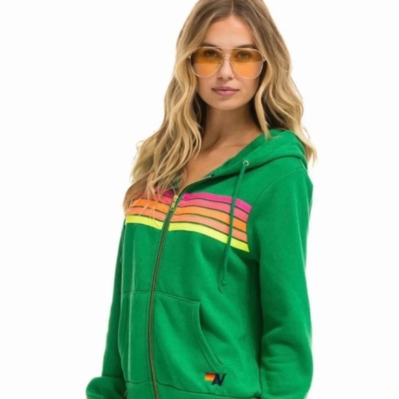 Aviator Nation Tops - Aviator Nation 5 Stripe Hoodie in Kelly Green - Size Small (NWT)